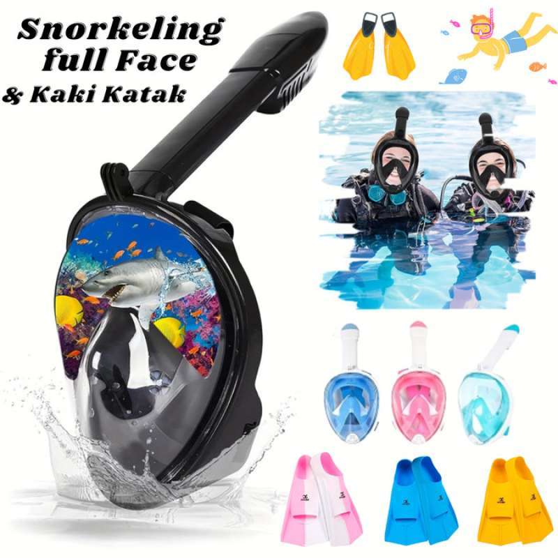 Promo Snorkel Full Face Snorkling Snorkeling Diving Mask Easy Breath