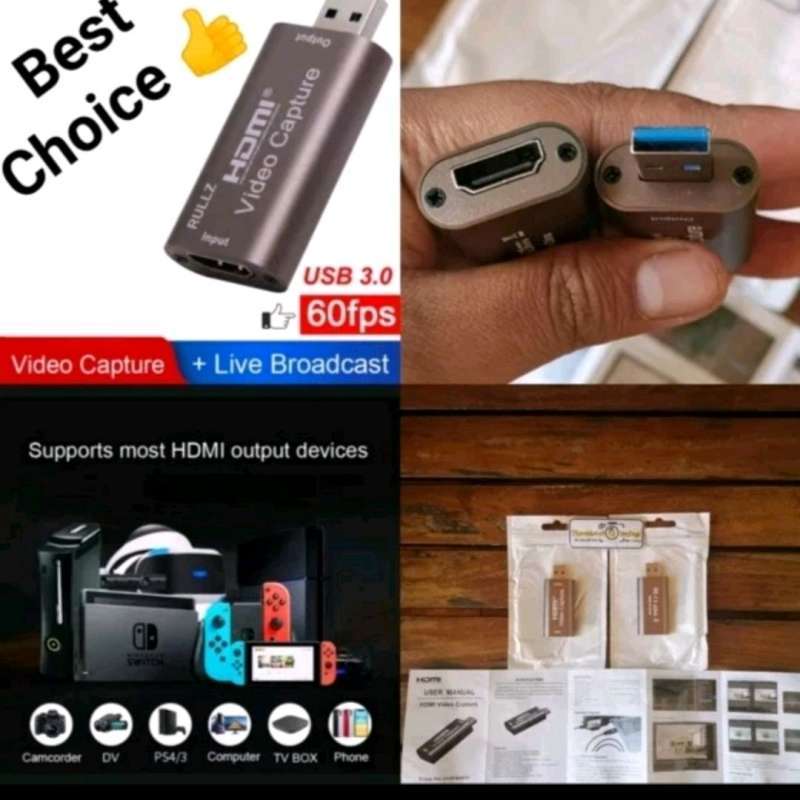Jual USB Video Capture Card Hdmi 1080p 30fps 60fps Recording