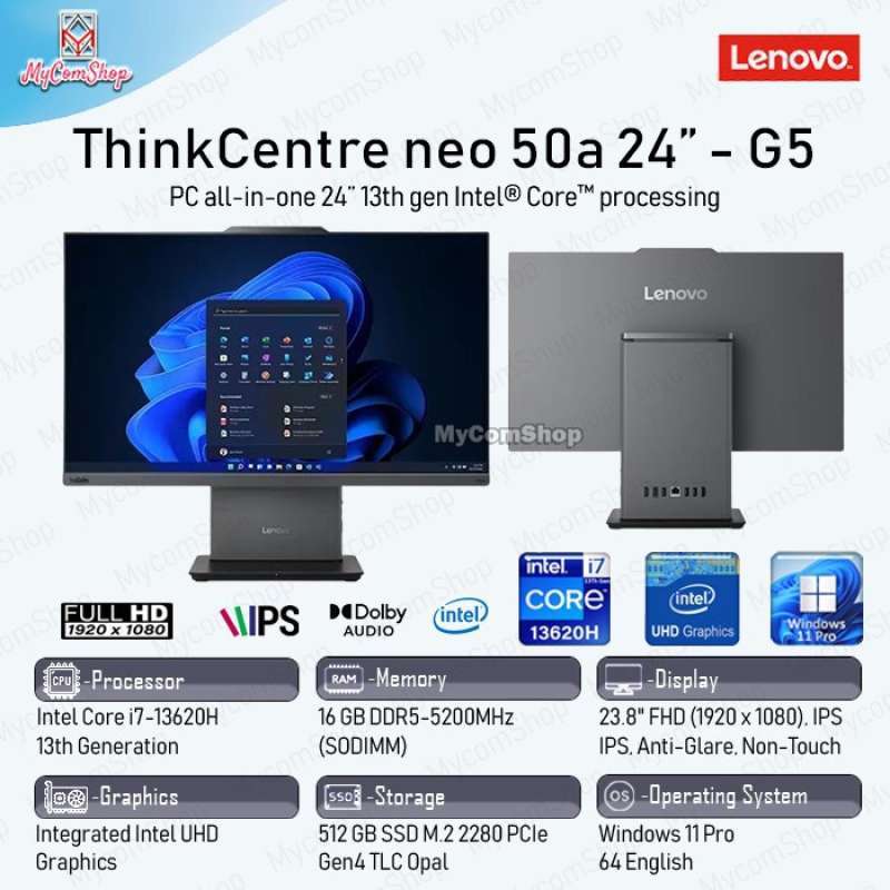 Jual lenovo thinkcentre neo 50a 24 gen 5 pc aio i7 13620h 16gb 512gb