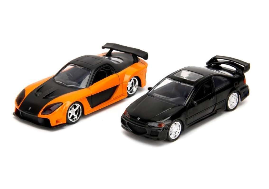 Jada 1:32 Fast Furious Twin Pack Honda Civic EJ1 Mazda RX-7