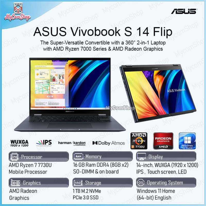 ASUS VIVOBOOK S 14 FLIP RYZEN 7730U 16GB 1TB SSD RADEON 14