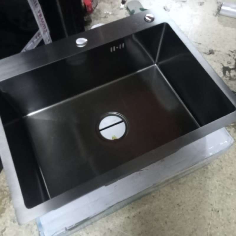 Promo Kitchen Sink 6045 Black Undermount Jkm Lengkap Kran / Bcp Model