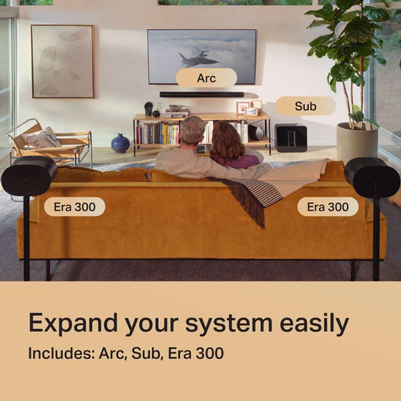 Promo sonos 7 1 4 arc soundbar with era 300 pair and sub black diskon