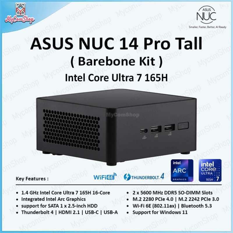 Jual Asus Nuc 14 Pro Tall Intel Core Ultra 7 165h Barebone Kit Mini Pc