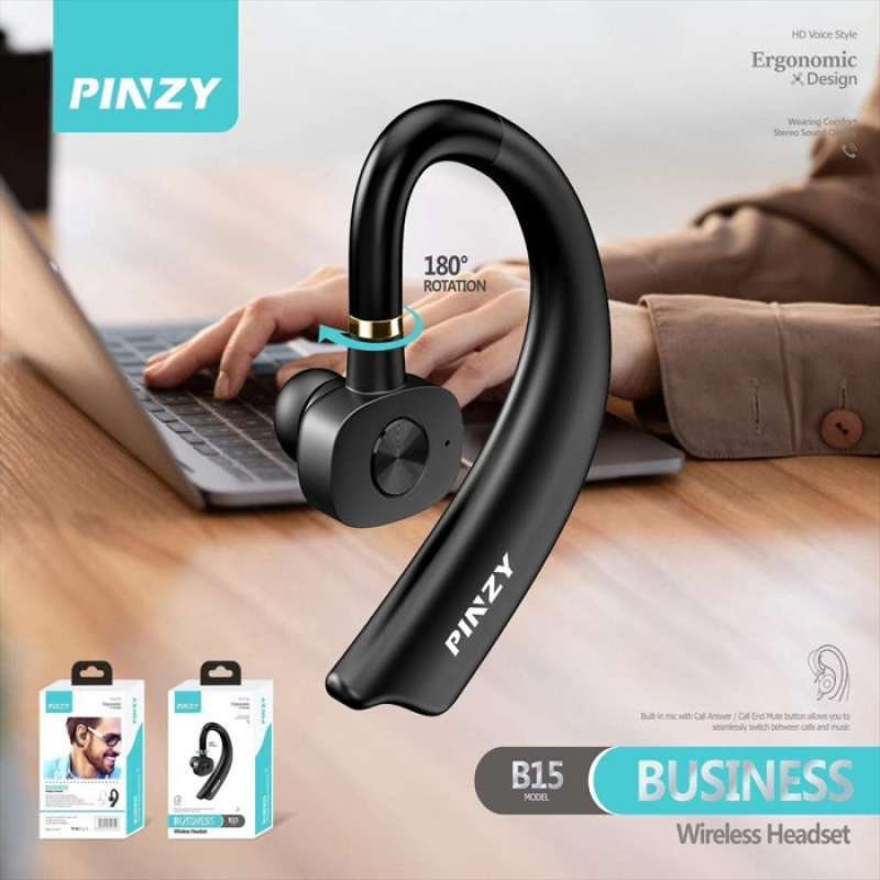 Jual Pinzy Headset Bluetooth Single B15 Earphone Bluetooth 180 Rotation ...