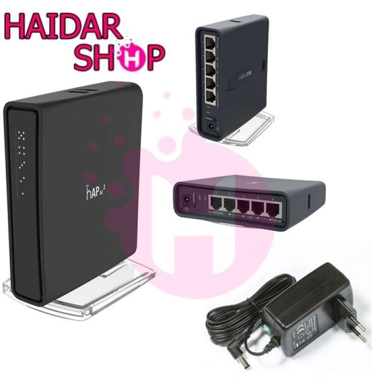 MikroTik RBD52G-5HACD2HND-TC Point D'Accès WiFi HAP AC2 Noir - 5 Ports Ethernet, USB, 2.5 DBi, 12-30V