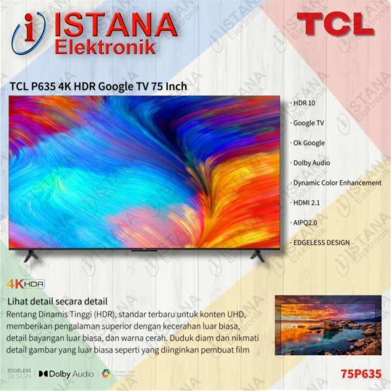 Jual Tcl 4k Uhd Google Digital Tv 75 Inch 75p635 Di Seller Istana ...
