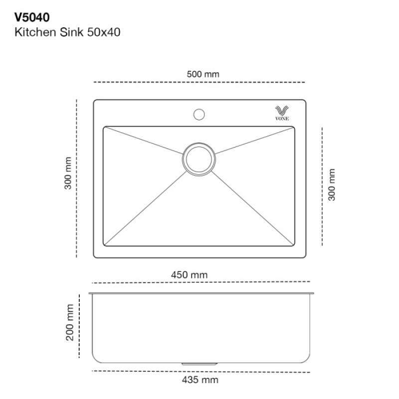 Promo Vone V5040 Bak Cuci Piring Wastafel Dapur 1 Lubang Kitchen Sink ...