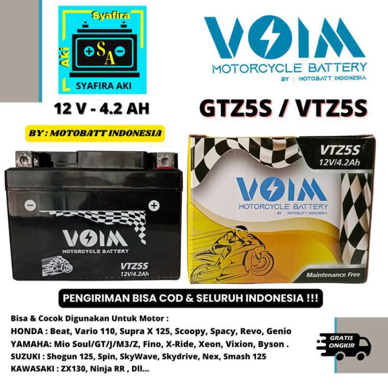 Promo Aki Motor Beat Fi,scoopy,vario 110 Gtz5s Thunder Aki Kering