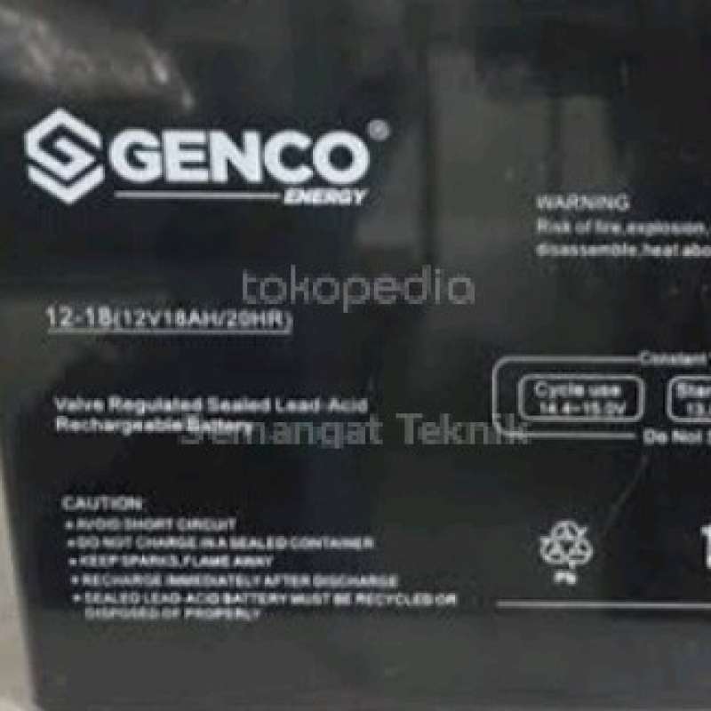 Jual Baterai Batere Battery Aki Kering Genset 12v 12 V 18ah 20hr Genco