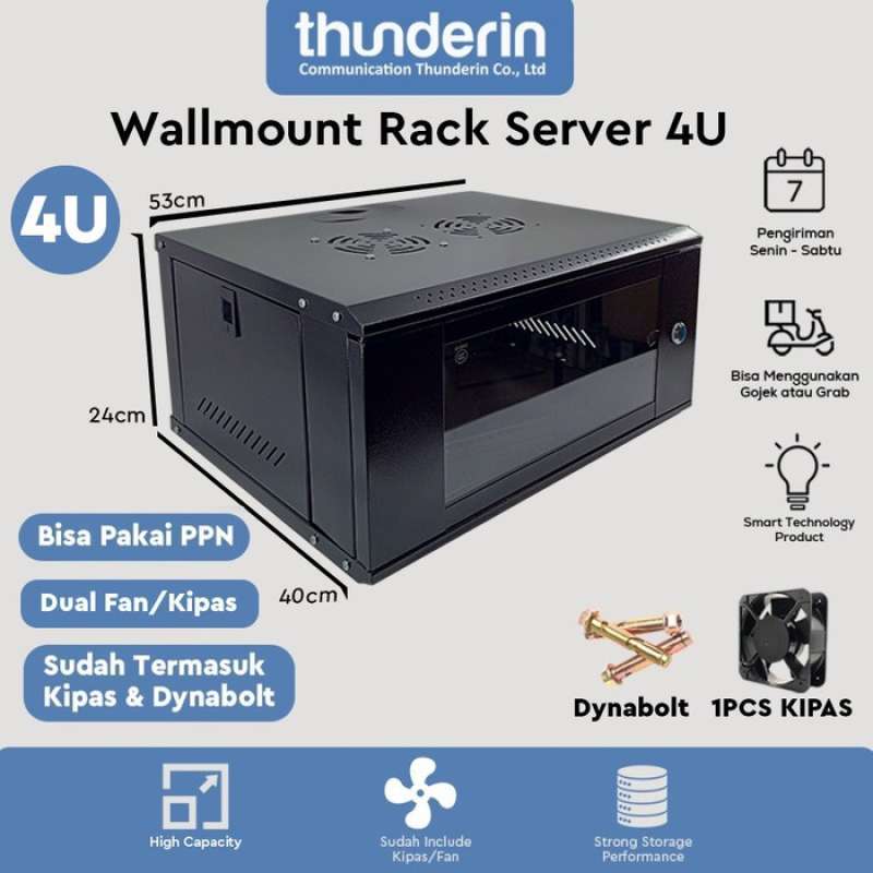 Jual Wallmount Rack Server 4u. Rack Server Ukuran 4u - 53x40x24 2fan Di ...
