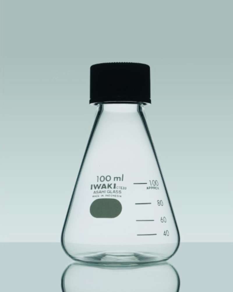Promo Iwaki Erlenmeyer Flask With Screw Cap 50ml, 100ml, 200ml, 250ml ...