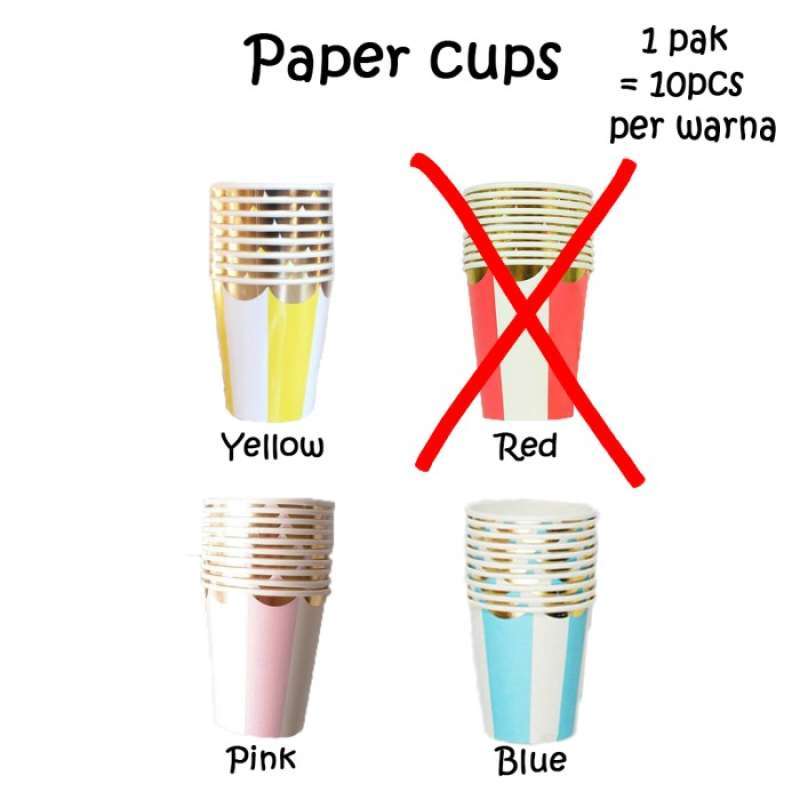 Jual Paper Cups Gold Stripe / Gelas Kertas Strip Emas Pesta Ultah Hbd ...