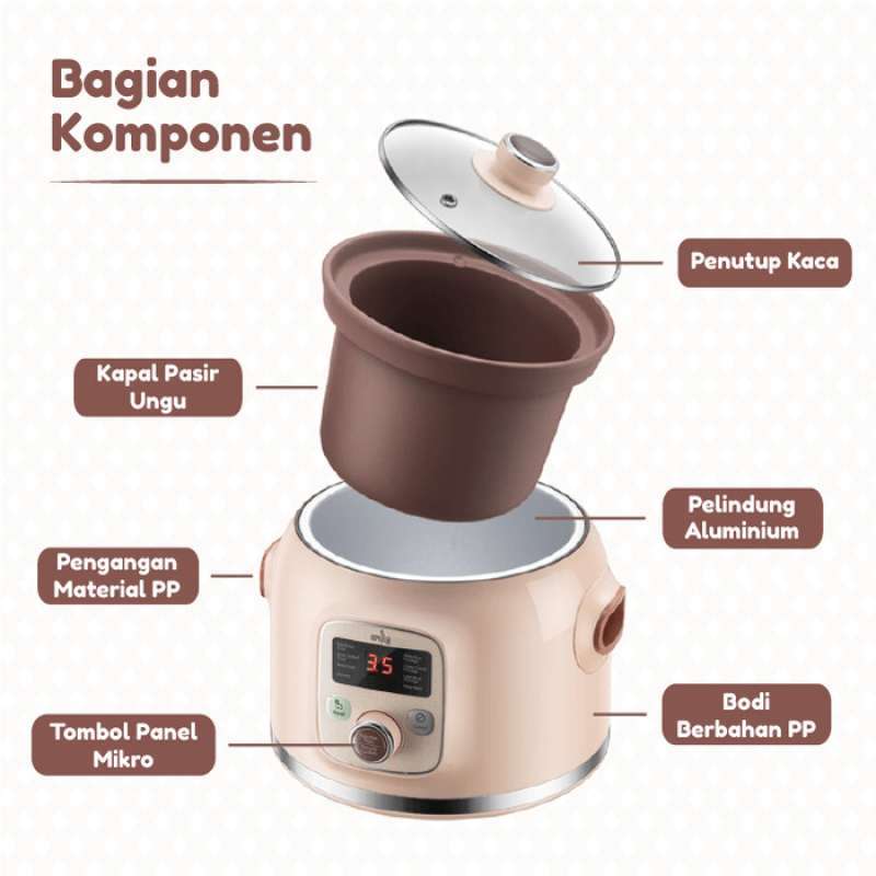 Promo Emily Slow Cooker Claypot 2l / Baby & Family Food Maker Diskon 33