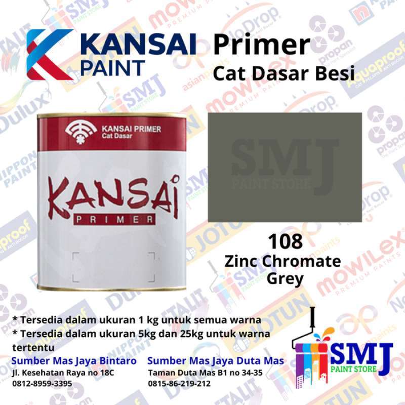 Jual Cat Anti Karat Meni Besi Kansai Zinc Chromate 108 Grey Abu Hijau