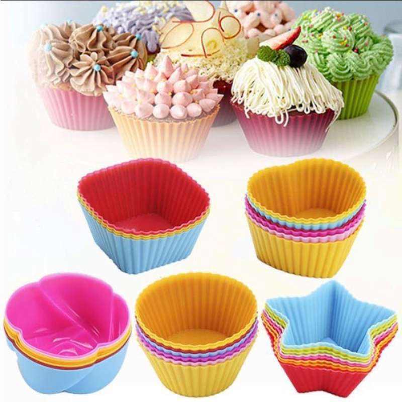 Promo Cetakan Cupcake Muffin Silikon Anti Panas Cetakan Puding Kue