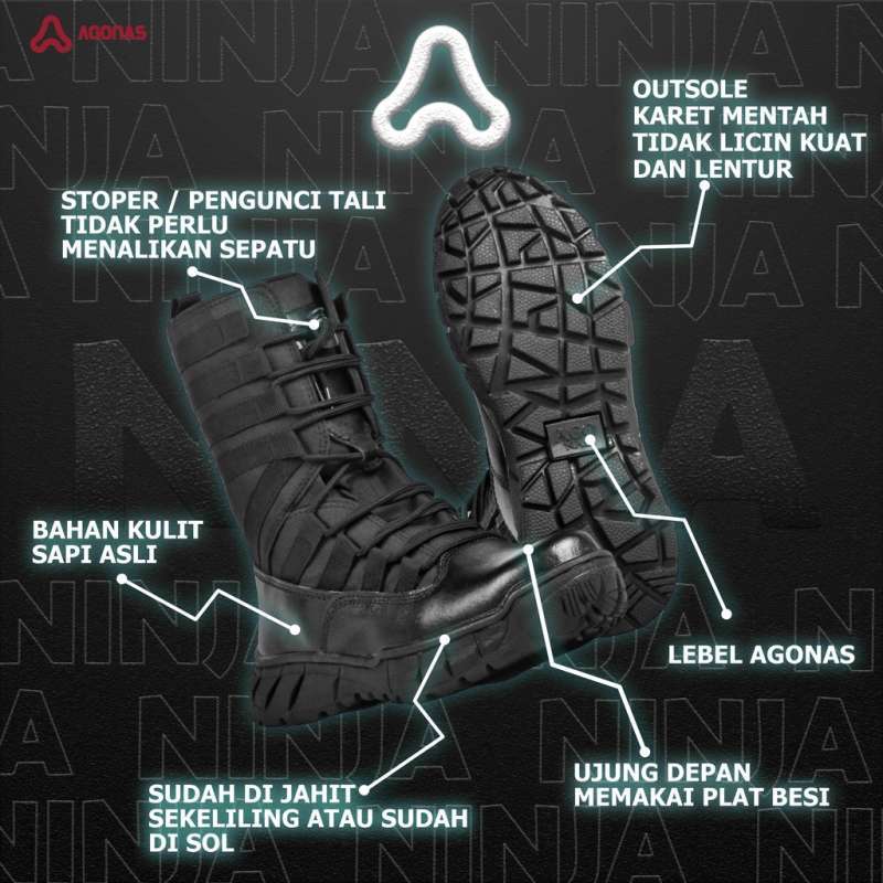 Promo Bossindo Sepatu Pdl Kulit Sapi Asli Model Ninja Sepatu Pdl Tni ...