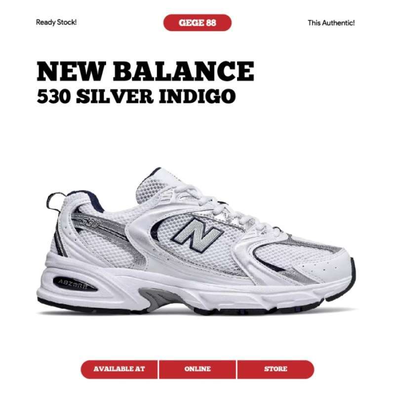 New Balance 530 Silver Indigo 100 Original BNIB Sneakers Casual Pria