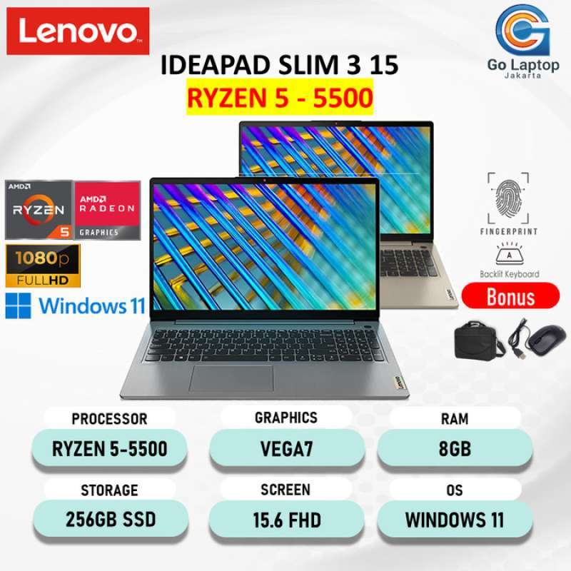 Promo Lenovo Ideapad Slim 3 15 Ryzen 5 5500u 8gb 256gb Vega Win10 15 ...