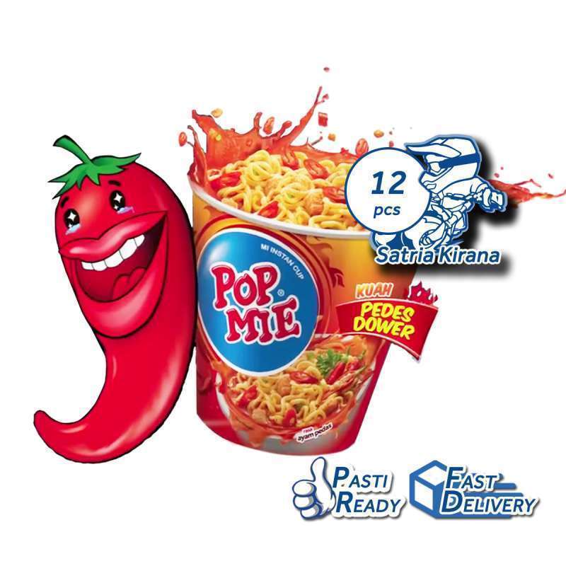 Jual Pop Mie Kuah Pedes Dower [75 Gr X 12 Pcs | 1 Karton / Box] Popmie ...
