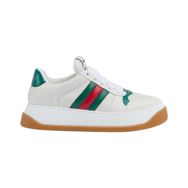 Gucci Screener Trainer With Web Leather Sneakers White Men