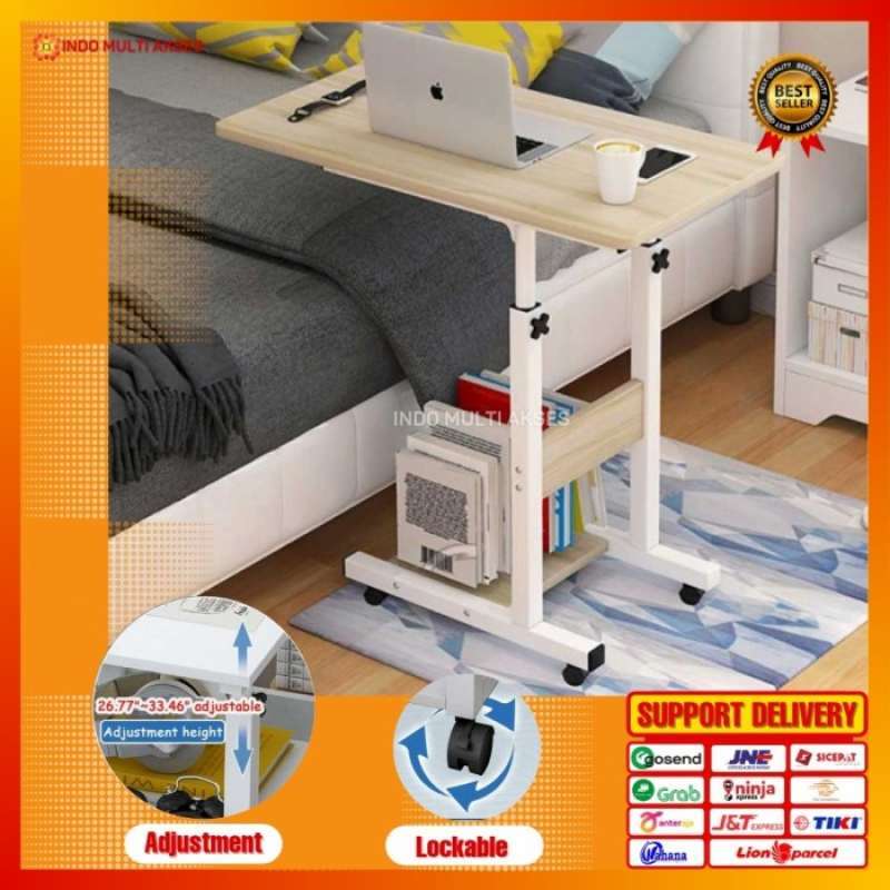 Promo Meja Rak Laptop Kerja Meja Belajar Lipat Roda Standing Portable ...