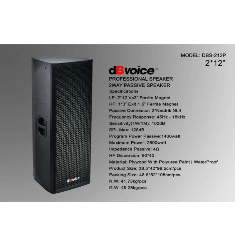 Speaker Pasif dB Voice DBS 212 P Original 12 inch Passive Dbvoice