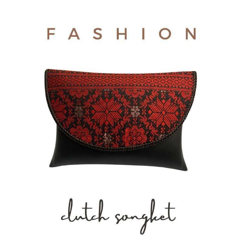 Songket Pash Clutch Songket Kulit Berbagai Macam Motif Dan Warna