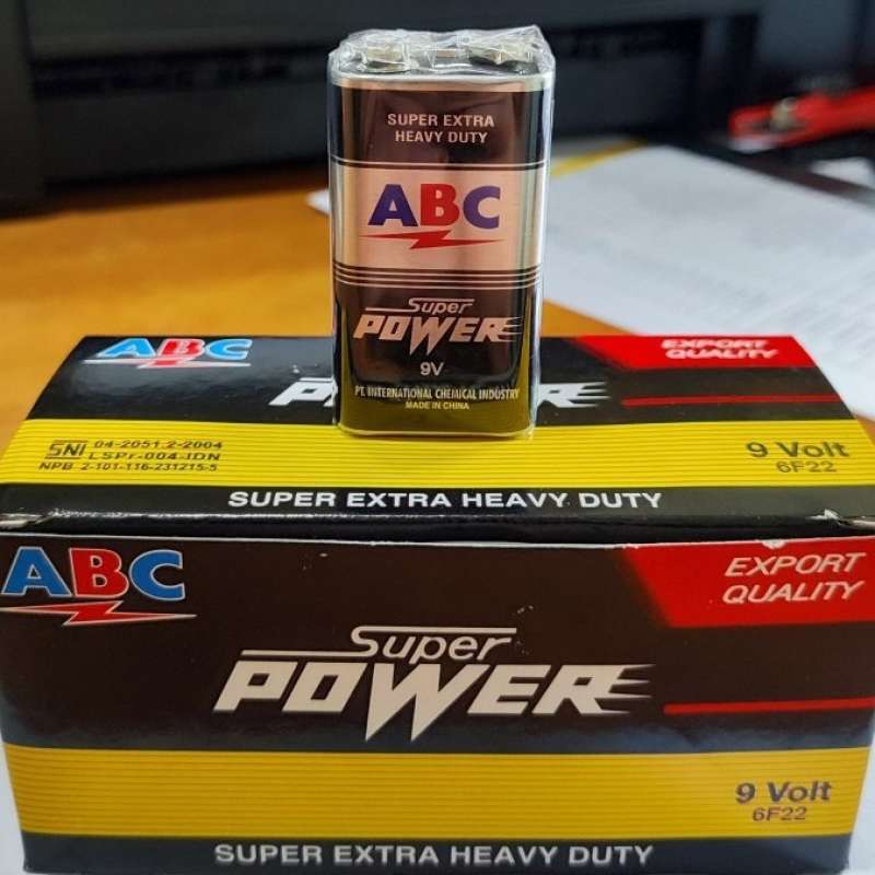 Jual Batre Abc Hitam Super Power 9v Original / Abc Baterai 9 Volt Super ...