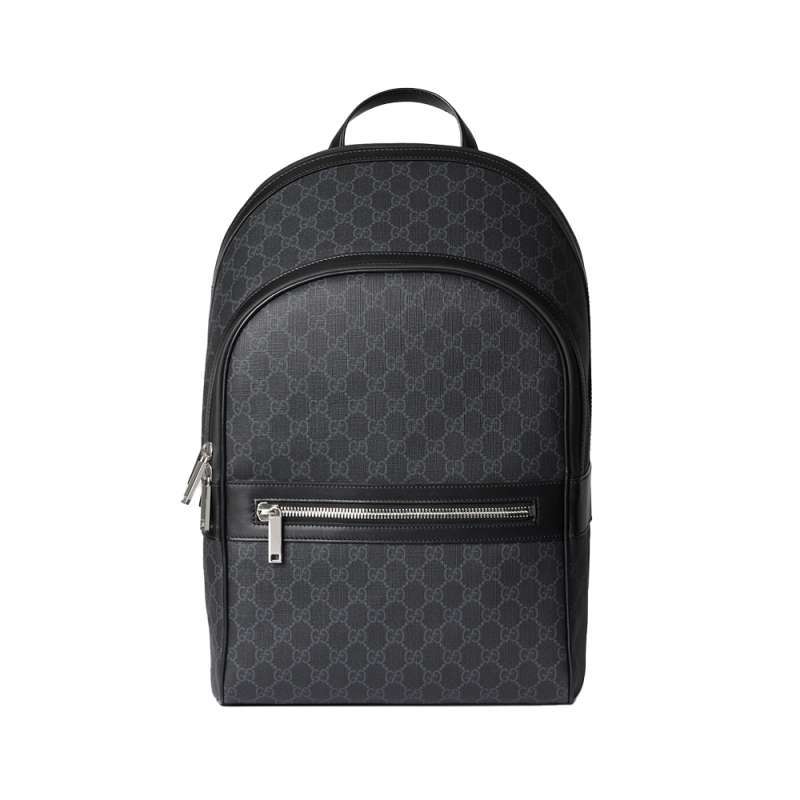 Gucci GG Supreme Canvas Leather Trim Backpack Black