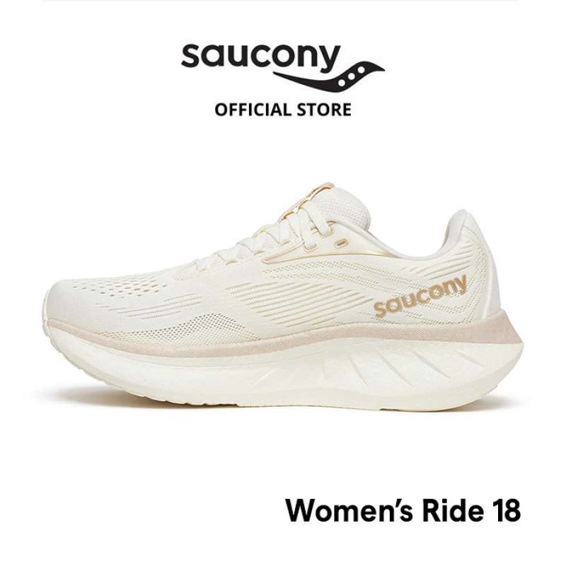 Sepatu Lari Wanita SAUCONY Shoes Ride 18 Women Vanilla