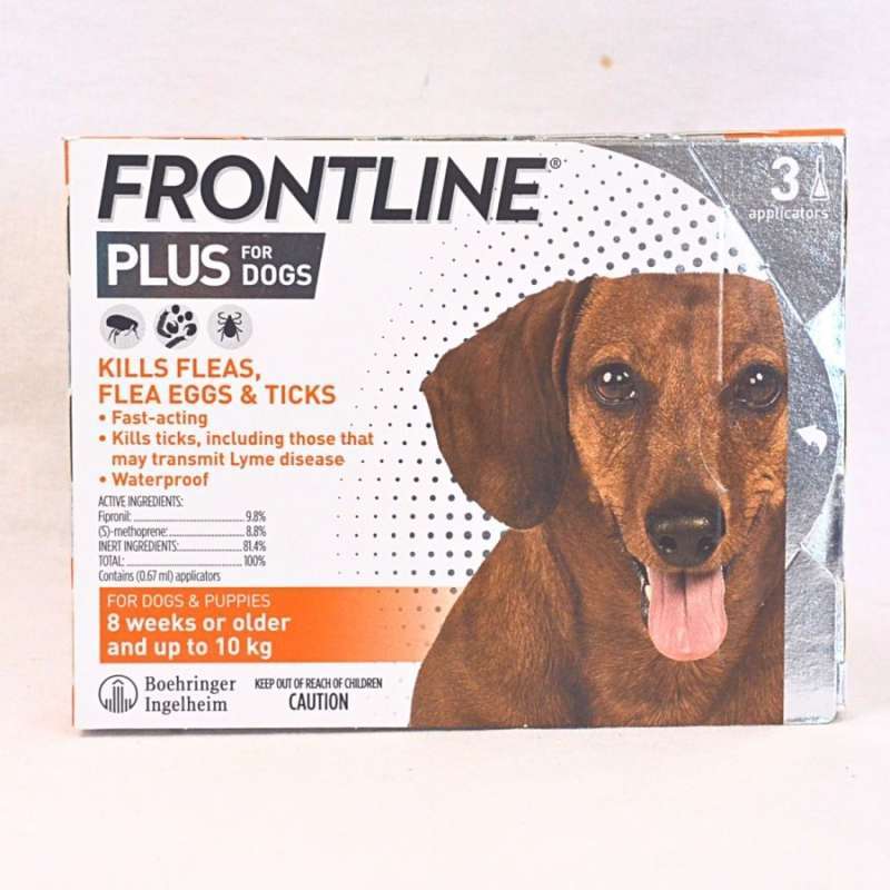 Frontline plus dog Flea Eggs Ticks 8week up to 10Kg 1box