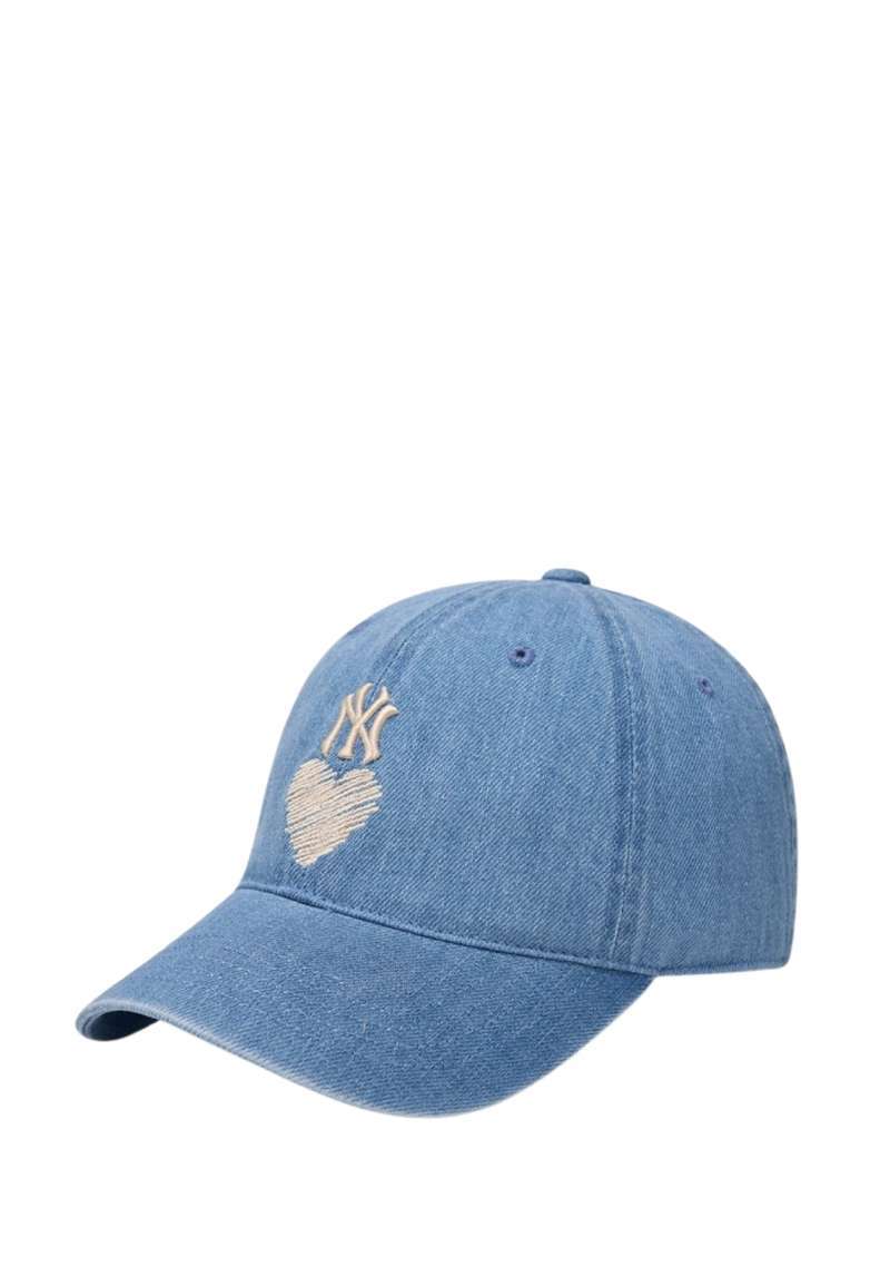 Promo Mlb Korea Denim Heart Unstructured Ball Cap - Ny Light