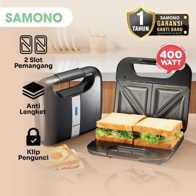 Samono Sandwich Maker Set Pemanggang 400 Watt Anti Lengket SW-SM400