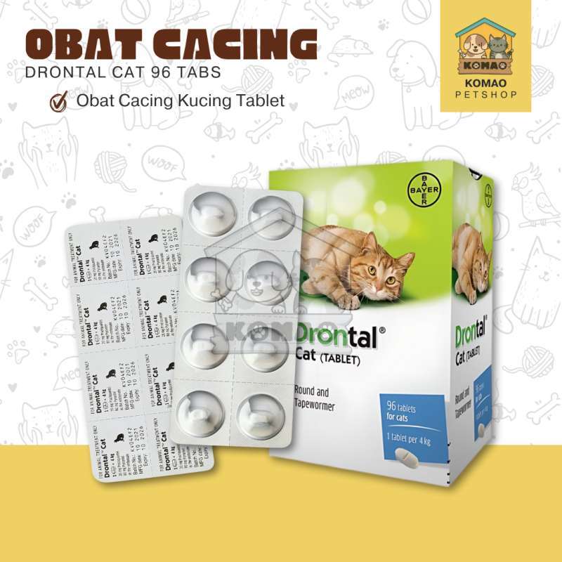 DRONTAL CAT TABLET Obat Tablet Cacing Kucing Solusi Atasi Segala Jenis  Cacing Drontal Dog Tablet