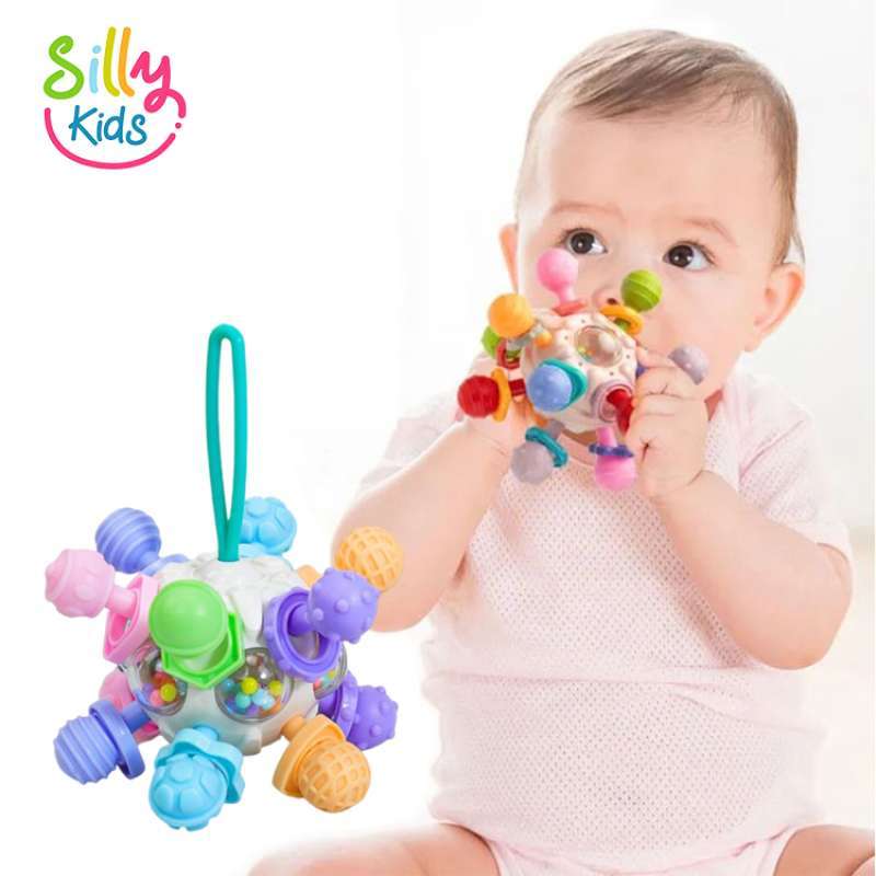 Bola Teether Bayi Gigitan Bayi BPA Free Mainan Bayi Gigit Silikon Rattle  Teether