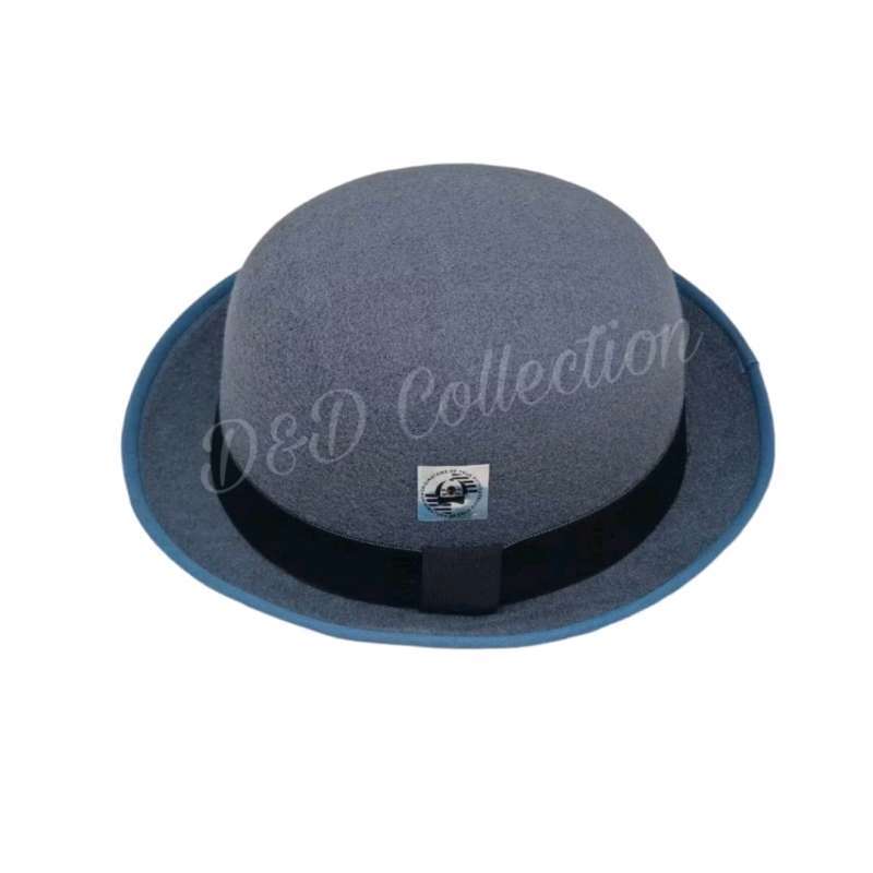 D D Hat Collection Topi Bowler /Tompi /Fedora Caplin Dewasa new edition  Dark Grey