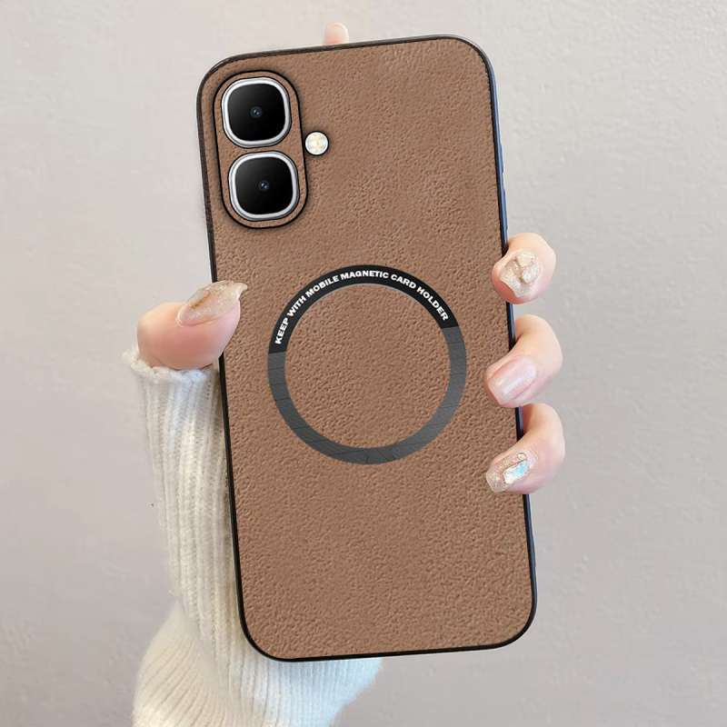 Case Compatible Infinix Smart 10 Softcase Luxury Magnetic Leather Magsafe
