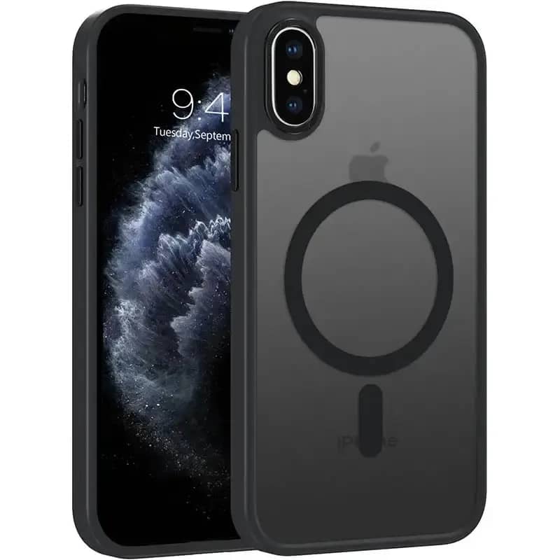 Vision Mag Armor Case iPhone X XS Magsafe Ring for Magnetic Magnet  Holder Hybrid PC TPU Smoke Clear Black Transparent