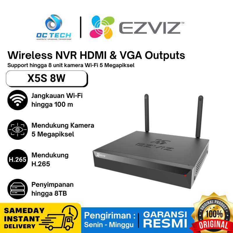 Ezviz Wireless NVR X5S ONVIF 8W Channel Perekam IP Camera EZVIZ HDMI  VGA Garansi Resmi