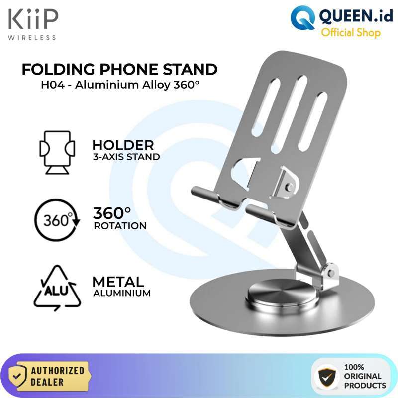 KIIP H04 Phone Stand Holder 360 Rotasi Foldable Aluminium Metal Max  Slim Universal Dudukan Hp