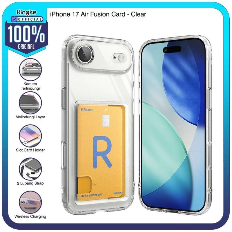 Ringke iPhone Air Fusion Card Clear Bening Tempat Kartu Slot Uang Card  Holder Casing Tipis Anti Slip Full Cover Kamera Layar Softcase Slim