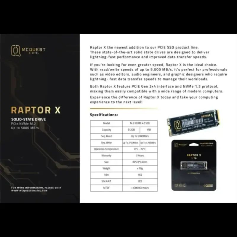 Jual Mcquest Raptor-x 512gb M.2 Nvme 4.0 (5000mb/s) Ssd Internal Di ...