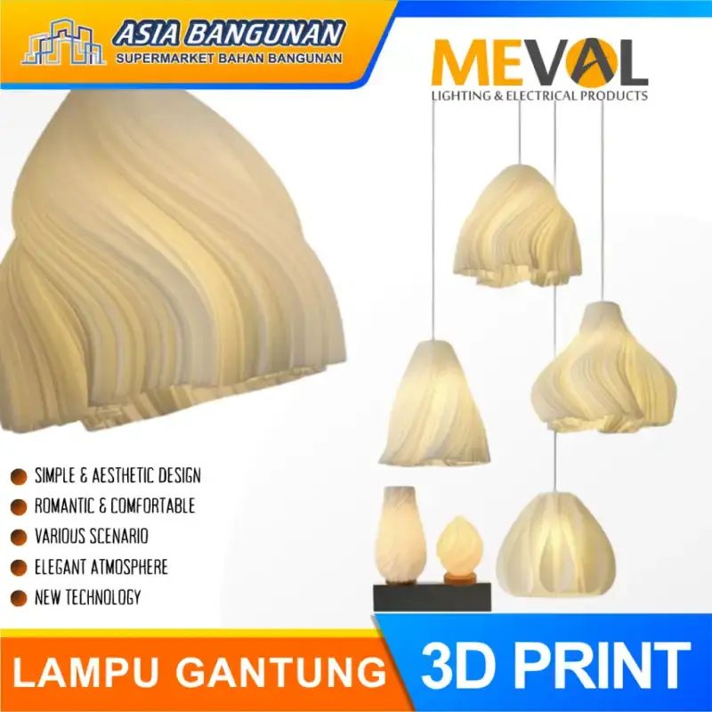 Meval Rohri Jual Meval Lampu Hias Gantung Dekorasi Minimalis 3d Print Technology ...
