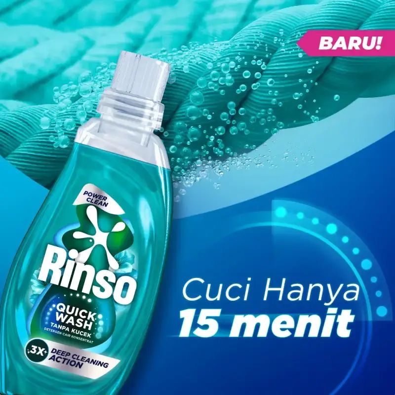 Promo [baru] Rinso Quick Wash Botol Detergen Cair Power Clean 650g ...