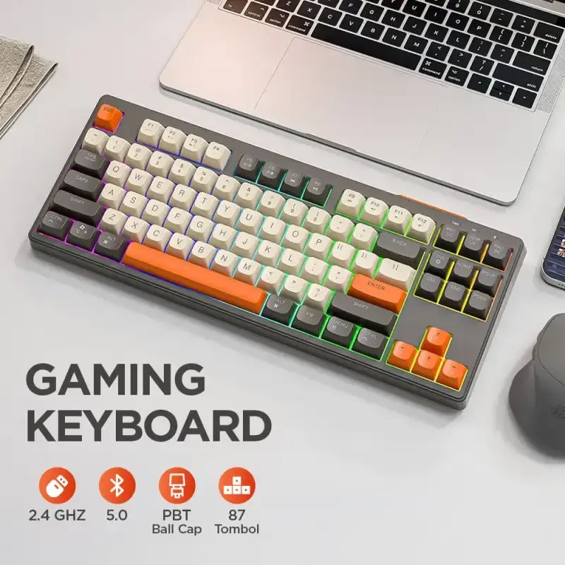 FREEWOLF M88 TKL Draadloos Gamingtoetsenbord, Bluetooth / 2,4 Ghz Hot