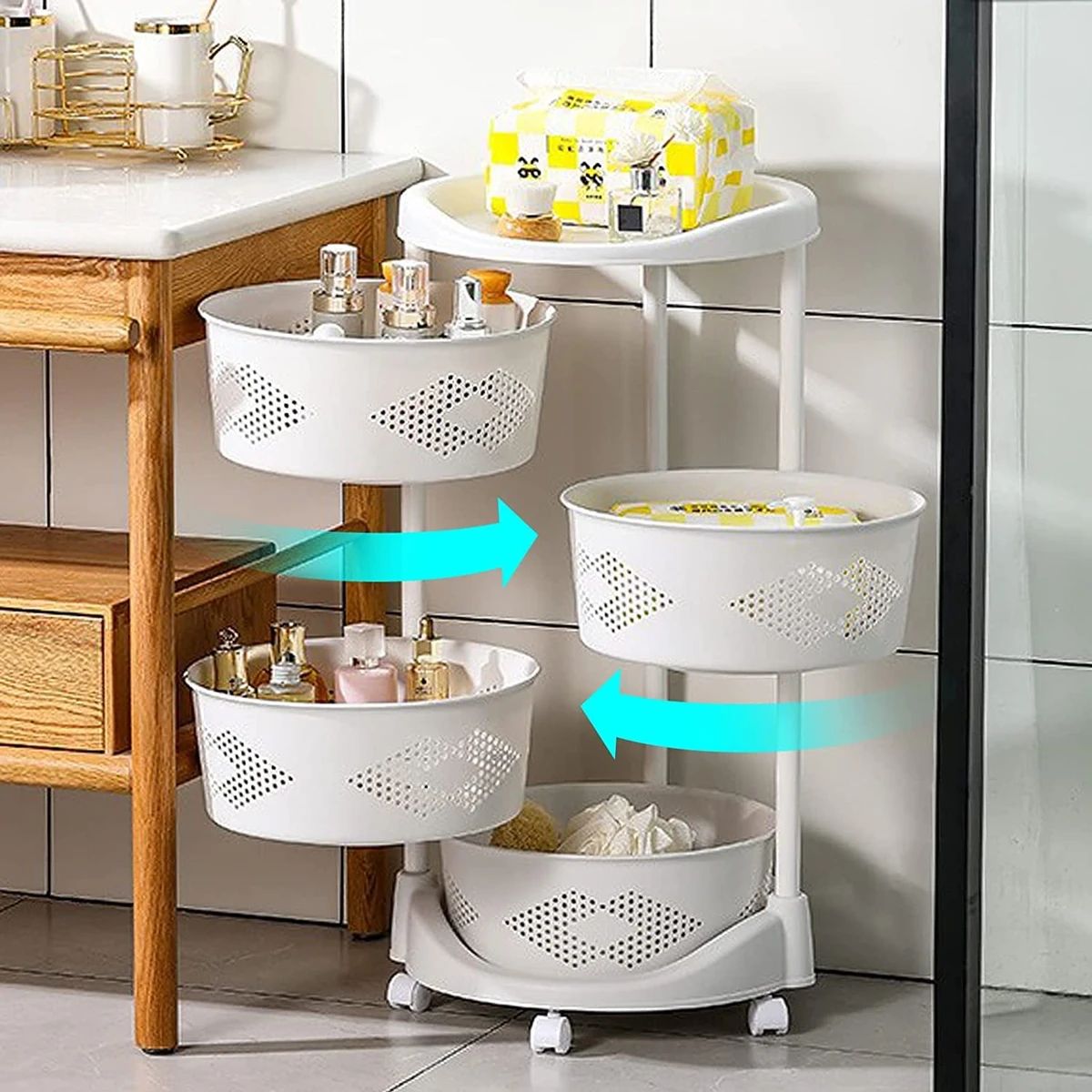 Jual Rak Dapur Model Bulat Plastik Rak Kamar Mandi Rotary Rak Susun ...