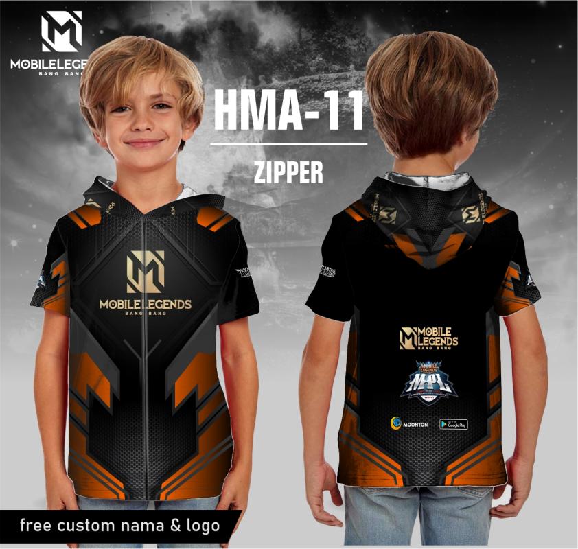 Jersey hoodie zipper mobile legends bang bang anak baju ml kaos game