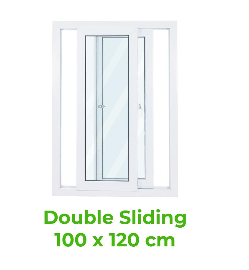 Jendela geser sliding UPVC double casement warna putih minimalis premium