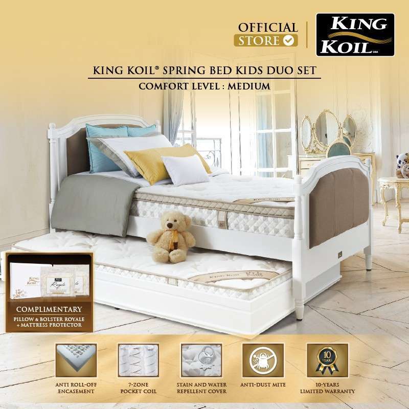Promo King Koil Kids Duo Set Kasur Spring Bed [full Set] Diskon